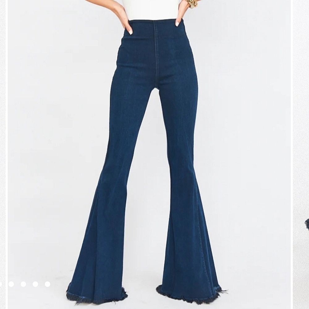 Show Me Your Mumu Berkeley Bells High-Waisted Flare Jeans In Rainstorm XS Y2K